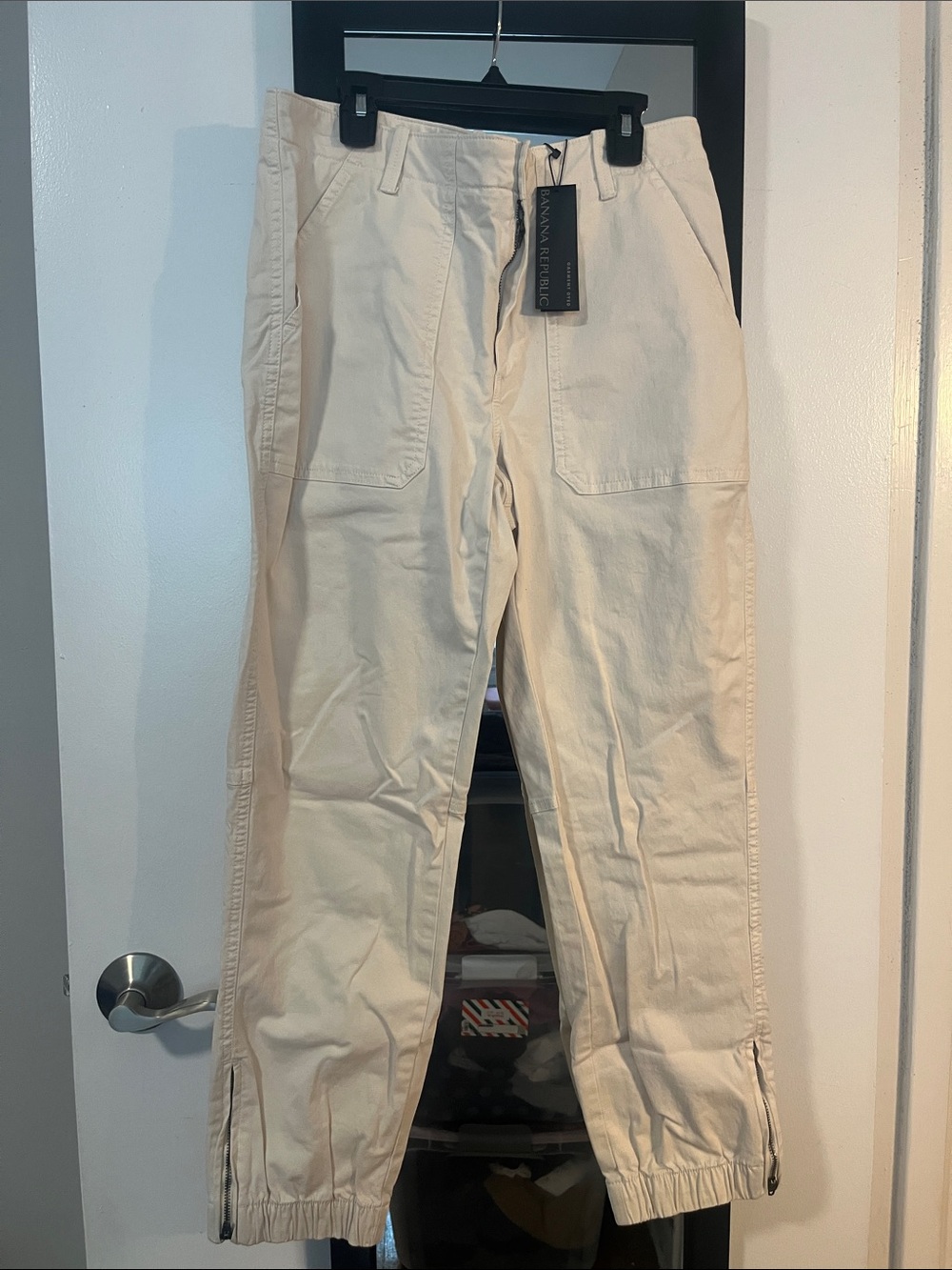 Banana Republic Cream Ankle Zip Utility Pants